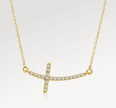 14k Solid Gold Diamond Crucifix Necklace