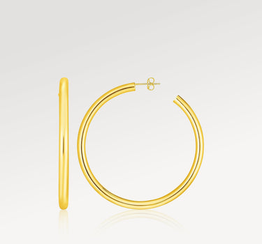 14k Solid Gold Polished Hoop Earrings