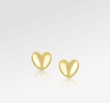 14k Solid Gold Puffed Heart Shape Earrings
