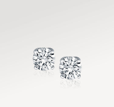 14k White Gold Round Diamond Stud Earrings