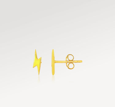 14k Yellow Gold and Enamel Lightning Bolt Stud Earrings