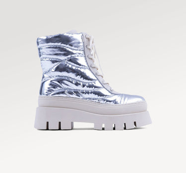 Evi Ann Laces Silver Chunky Boots