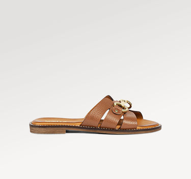Holly Cognac Leather Slides