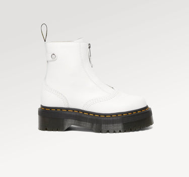 Jetta Zipped White Leather Platform Boots