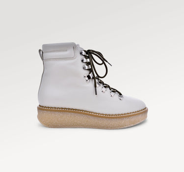 Misaki Off White Leather Ankle Boots